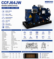 Groupe électrogène diesel marin électrique SCDC64JW 64 kW à refroidissement par eau douce 24 V, alimenté par SCDC WP4CD100E201 pour bateau de pêche