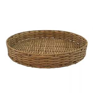 Custom Handmade Woven Round PE Rattan <b>Hamper</b> Rolling Storage <b>Tray</b> Fruit <b>Tray</b> - Product Image 3