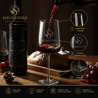 Verre à vin rouge carré en cristal sans plomb SHUNSTONE, moderne, à fond plat, personnalisé avec logo, vente en gros