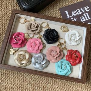 Zenos Women's <b>Sweet</b> Synthetic Leather Wedding Keychain Rose Camellia <b>Flowers</b> Trinkets Bag Charms Pendant Art Handmade Craft - Product Image 6