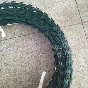 PVC Coated Razor Barbed <b>Wire</b>, Anti-Corrosion Plastic Coated Concertina <b>Wire</b> for Airport Border Farm Security Fence - Product Image 6