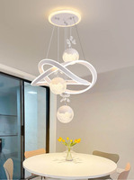 Luminaire suspendu moderne LED pour chambre à coucher en noir et blanc Lustre de table à manger simple Lampes suspendues nordiques en acrylique