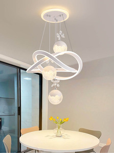 Moderno LED interno camera da letto bianco nero illuminazione semplice tavolo da pranzo lampadario nordico acrilico lampade a sospensione - Product Image 4