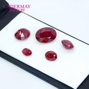 Cadermay Synthetic Ruby Loose Stones Oval Red Lab Created For Jewelry Making - Product Image 2