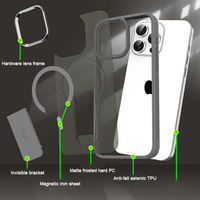 Étui de téléphone portable magnétique de support givré mat Transparent de luxe pour Iphone 13 14 Plus 15 Pro 16 Pro Max 17 Pro étuis de béquille