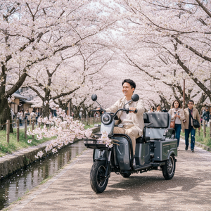 Scooter électrique à 3 roues HLD, tricycle pour le transport de marchandises et de passagers, vélo électrique avec boîte de rangement pour la livraison urbaine, la vie quotidienne et la famille - Product Image 4