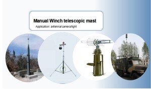 Mât <span class=keywords><strong>télescopique</strong></span> portable en aluminium de 5 m avec système de treuil manuel pour antenne extérieure, <span class=keywords><strong>trépied</strong></span> autoportant - Product Image 4