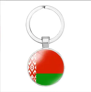 Haute qualité biélorussie drapeau porte-clés pendentif temps gemme pendentif explosif porte-clés bijoux