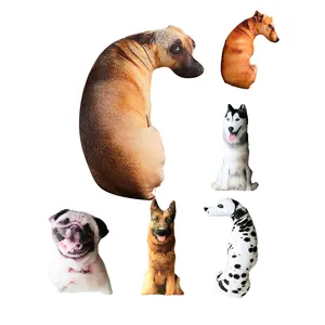 تصميم ثلاثي الأبعاد مخصص واقعية لينة لعبة مليئة ديي الكلب الطباعة الزخرفية وسادة حيوان أفخم