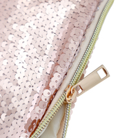 Pochette à fermeture éclair en cuir PU et paillettes or rose, design élégant bicolore, sac de beauté pour coffrets cadeaux de luxe, logo personnalisé possible