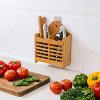 Support de séchage et d'organisation en bois pour couverts (cuillères, fourchettes, baguettes), avec égouttoir et rangement, pour cuisine