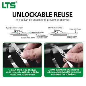 روابط كابلات من الفولاذ المقاوم للصدأ عالي الجودة <span class=keywords><strong>Ss304</strong></span> مغلفة بالبلاستيك PVC روابط كابلات من الفولاذ المقاوم للصدأ الأسود بقفل كروي 7.9*600 مم - Product Image 4