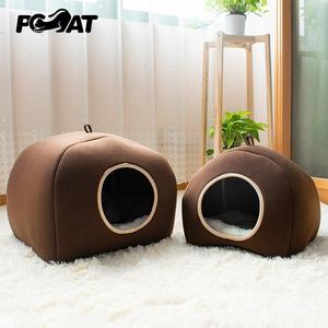 เตียงแมว PaiPai Cat Winter Warm รุ่นรูปวงรี สีน้ำตาลกาแฟ พร้อมปลอกหุ้มถอดซักได้ สำหรับแมว - Product Image 1