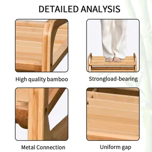 Étagère à chaussures en bambou Étagères à chaussures en bois, support organisateur de chaussures en bois à 3 niveaux pour espace restreint, debout libre