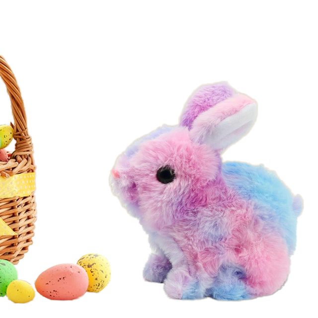 Interactive Electronic Walking Bunny Stuffed Animal Talking Hopping Rabbit with Wagging Tail Nodding Head Educational Plush Toy