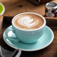 Ensemble de tasses à café de 200 ml, grande capacité, design minimaliste moderne, multi-usages, pour la compétition de latte art, avec logo sur tasse en céramique