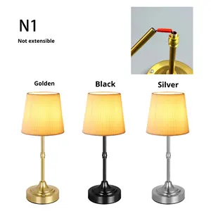 Современная простая креативная Светодиодная настольная лампа с тканевым абажуром, металлическая рамка, USB-зарядка, 3 цвета, с регулируемым сенсорным управлением, гибкая батарея - Product Image 3