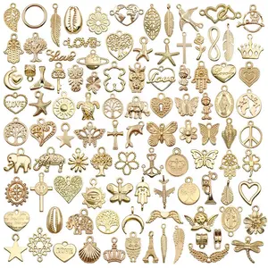 Gold alloy charms accessories Animal angel's wings Elephant insect leaf cross charm pendant jewelry DIY craft jewelry pendant