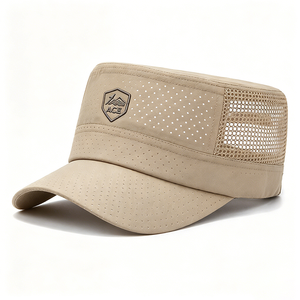 Casquette d'extérieur à dessus plat, perforée au laser, respirante, séchage rapide, panneau latéral en maille, broderie Ace, chapeau tactique anti-UV pour homme - Product Image 3