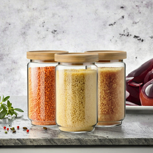 Bocaux en verre borosilicate de qualité alimentaire 2026 en gros, pots à épices modernes pour cuisine avec couvercle en bambou, compatibles lave-vaisselle - Product Image 3