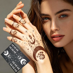 Pochoirs <span class=keywords><strong>de</strong></span> tatouage au henné, motifs floraux ajourés, autocollants pour les mains et les doigts, modèles <span class=keywords><strong>de</strong></span> peinture corporelle au henné - Product Image 1