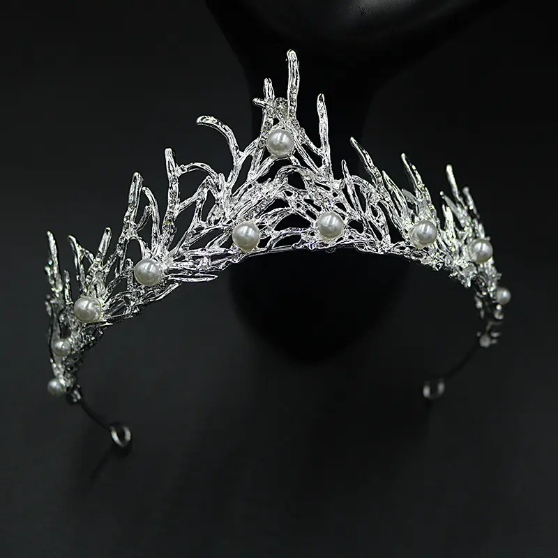 Diamonds ile yeni lüks gümüş prenses Tiara atmosferik düğün elbisesi saç takı süper flaş kristal gelin Tiara