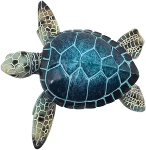 Blue Sea Turtle Resin Figurine for Indoor Outdoor Decor