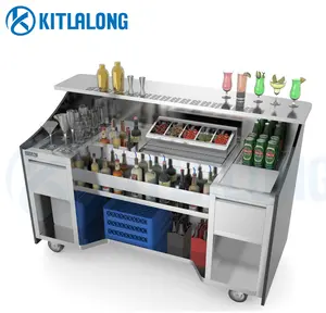 Kitlalong Mobile Customized British Style Stainless Steel Cocktail Bar Station