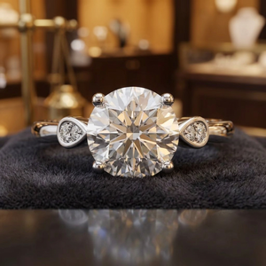 Anillo Halo de Oro Blanco con Moissanita Redonda |   Joyería Fina Sofisticada para Mujer, para Bodas, Compromisos, Fiestas y Ocasiones Especiales - Product Image 2