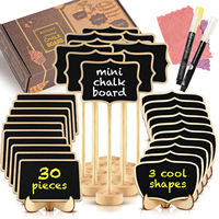 Mini tableaux noirs Hawin, lot de 30, encadrés, petits tableaux noirs, étiquettes alimentaires, marque-places en bois, numéros de table