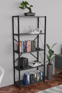 Estantería Metálica con Estantes de Madera, Estantería Independiente de 5 Niveles para Libros, Mueble para Sala de Estar - Product Image 4