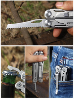 Couteau pliant multifonctionnel EDC, pince multifonction, acier inoxydable, argent, design compact, outils de camping en plein air
