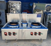 Équipement de Restaurant, cuisinière à gaz industrielle en acier inoxydable chinois à deux Wok