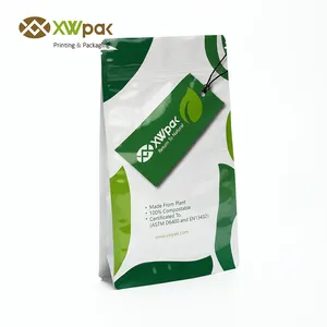 Biologisch Afbreekbaar Custom Gedrukt Kraftpapier Eco Vriendelijke Zip Lock Stand Up Pouch Met Clear Venster Snack Voedsel Rijst Verpakking Zakken