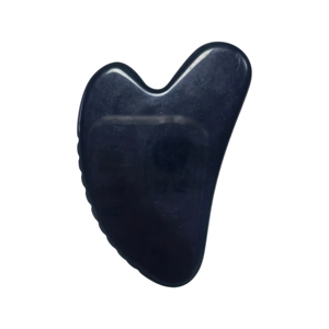 Planche Gua Sha en obsidienne noire à dents, outil de raclage à bords dentelés pour le visage et le cou, lifting, relaxation musculaire, soins de la peau à domicile ou en salon - Product Image 3