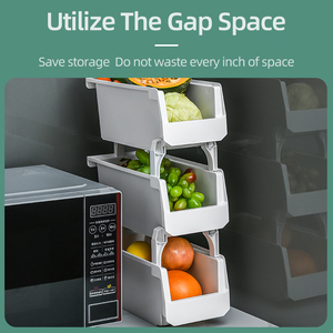 Portaoggetti da cucina a più strati impilabili per uso domestico tipo cassetto grande apertura cestino per alimenti in plastica - Product Image 6