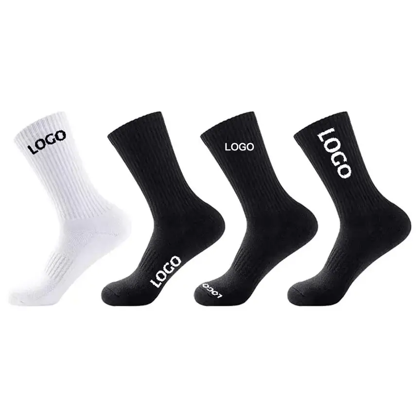 Chaussettes de marque en coton pour hommes, décontractées, tricotées en jacquard, avec lettres, en gros, pour les sportifs