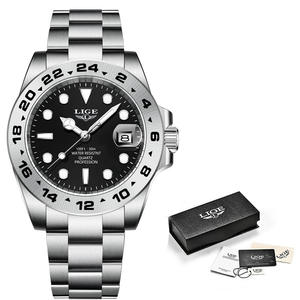 Montre-bracelet analogique à quartz pour homme LG8947, avec cadran 24 heures, en acier inoxydable, calendrier, lumineuse, résistante à l'eau, montre de business - Product Image 2