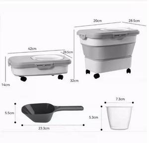Foldable <b>Dog</b> <b>Food</b> Storage <b>Container</b> Casters Measuring Cup-Travel-Ready Moisture-Proof Sealed Design Large Capacity PP Material - Product Image 1