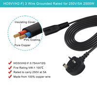 Câble d'alimentation 3M UK 3PIN Plug to Right Angle 90 Degree IEC C7 Figure 8 Cord for LED Flat TV