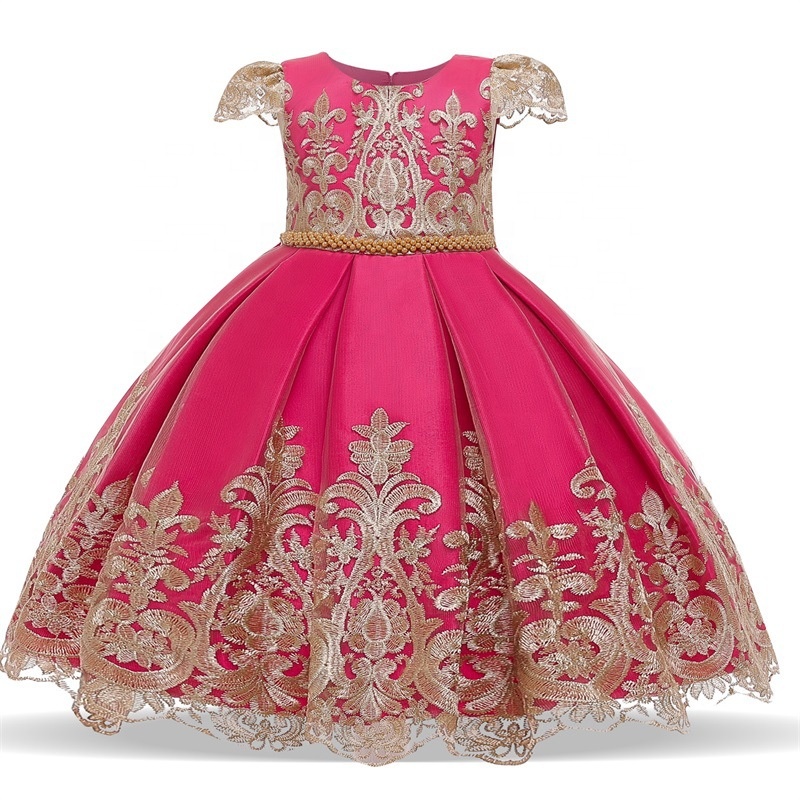 Child wear formal luxury elegant kids wedding lace toddler ball gowns girl dress baby yellow smock dresses