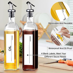 Conjunto de dispensador de azeite e vinagre, recipiente para óleo com funil e etiqueta, garrafa dispensadora de óleo de vidro para cozinha de 16 onças - Product Image 5