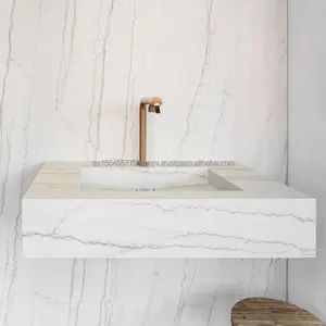 Interior decoration satin Bathroom Sinks Made of European Natural and Sintered Stone in summer dala marble for Bathroom