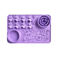 Assiette multifonctionnelle 4-en-1 en silicone de qualité alimentaire, à lécher, antidérapante et anti-étouffement pour animaux de compagnie