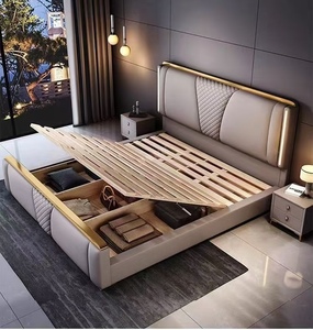 Ý Phòng Ngủ Đặt Đồ Nội Thất Vua Kích Thước Thiết Kế Hiện Đại Nữ Hoàng Kích Thước Công Chúa Giường Cho Đám Cưới Nhà Da Bọc Giường Lưu Trữ - Product Image 5