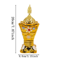 Brûleur d'encens en céramique dorée avec accents floraux en cristal, décoration artistique arabe et chinoise pour le yoga, la méditation, l'aromathérapie et le spa