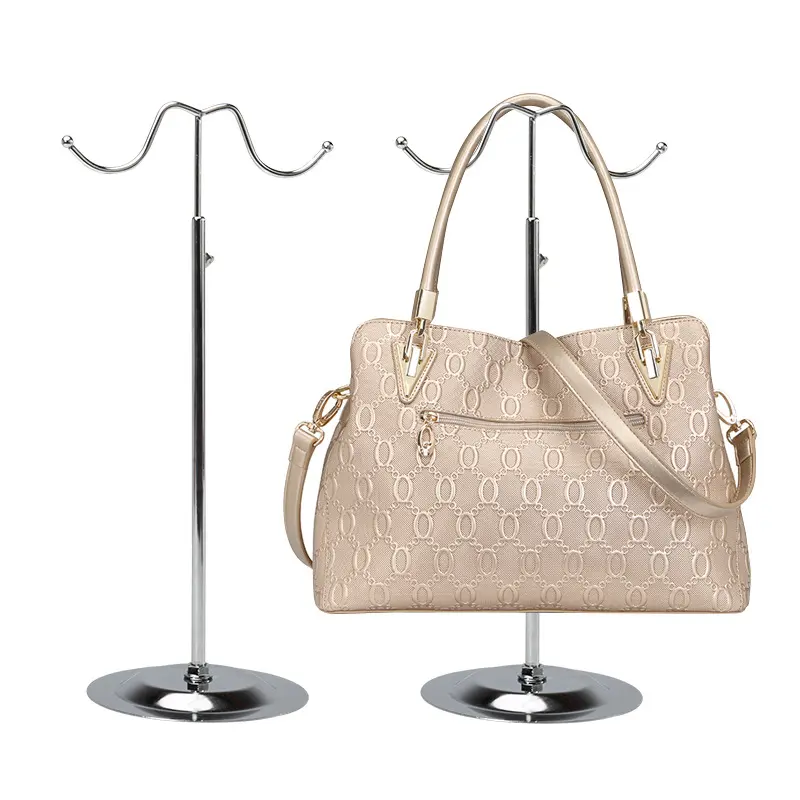 Betan Metal Handbag Rack Women Bag Display Stand Double Hook Adjustable Stainless Steel Holder 