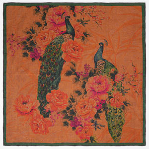 両面プリント 65cm 100%桑絹スカーフ 植物画 女性向けデザイナーシルクスカーフ卸売 - Product Image 3