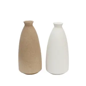 Grand conique en céramique sable glaçure fleur Vase petit bourgeon décoratif grès rustique poterie maison luxe Art déco Simple côtier - Product Image 2