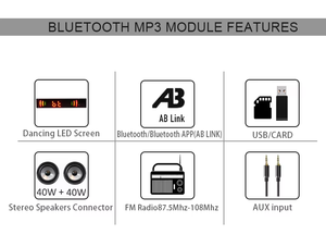 2X40W <span class=keywords><strong>Bluetooth</strong></span> Mp3 çalar ses modülü ile amplifikatör Hifi <span class=keywords><strong>Bluetooth</strong></span> devre ses aksesuarları - Product Image 6